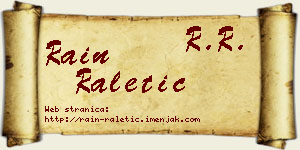 Rain Raletić vizit kartica